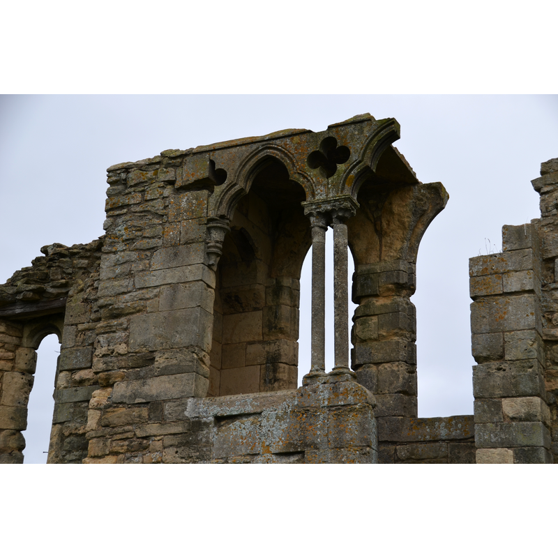 Source caption: "Detail of Tupholme Abbey ruin. Remains of the reader's Pulpit. It is thought that the twin columns were placed here from the original cloisters, to enhance the appearance of the ruin in the grounds of the Vyner's 18th C. house."