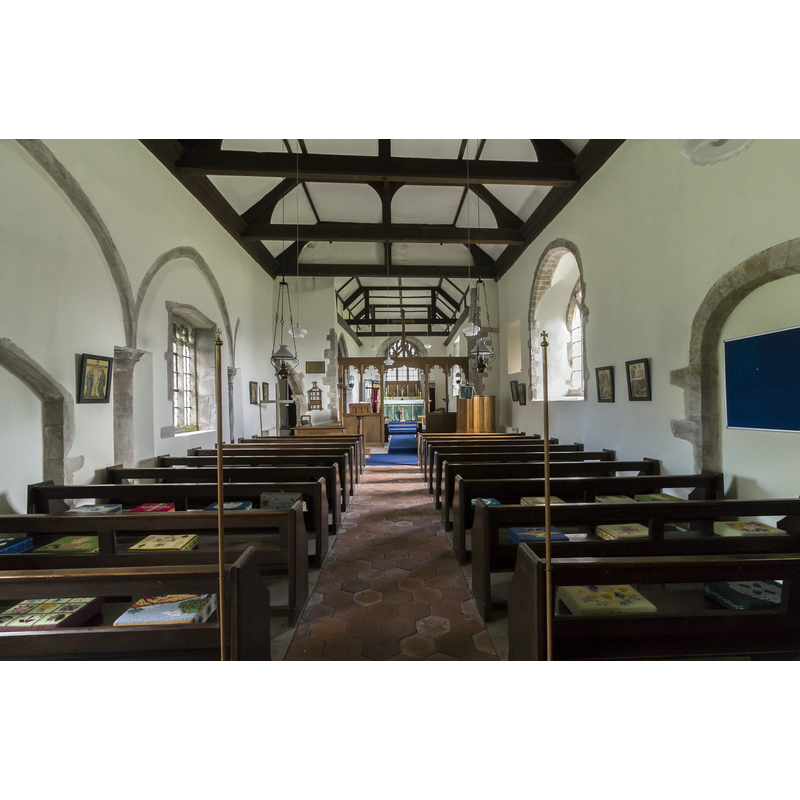 Source caption: "Interior, St Andrew's church, Bonby. The blocked arcade can be seen on the left hand side."