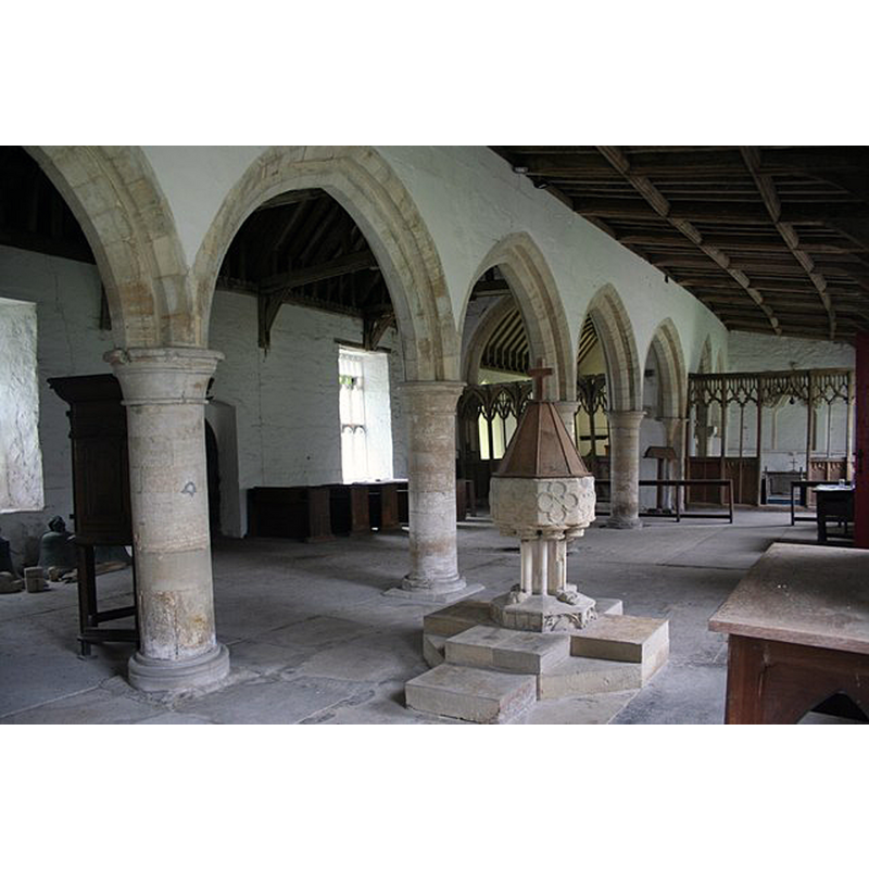 Source caption: "South Arcade. Early English 13th century 5-bay arcade in All Saints' church"