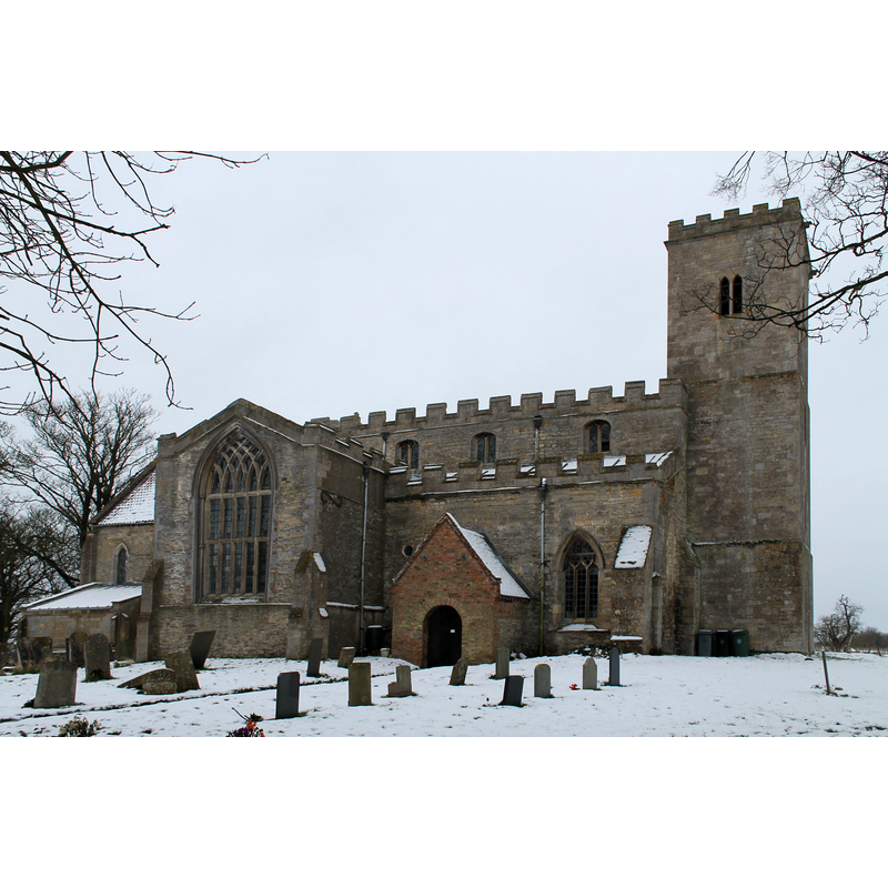 Source caption: "The church dates back to the 11th century although only fragments of masonry survive. It is built in limestone ashlar, ironstone rubble, blue lias, some redbrick with lead, pantile and slate roofs. There is a west tower, a nave with north and south aisles, north and south porches, a north transept a chancel and north east vestry."