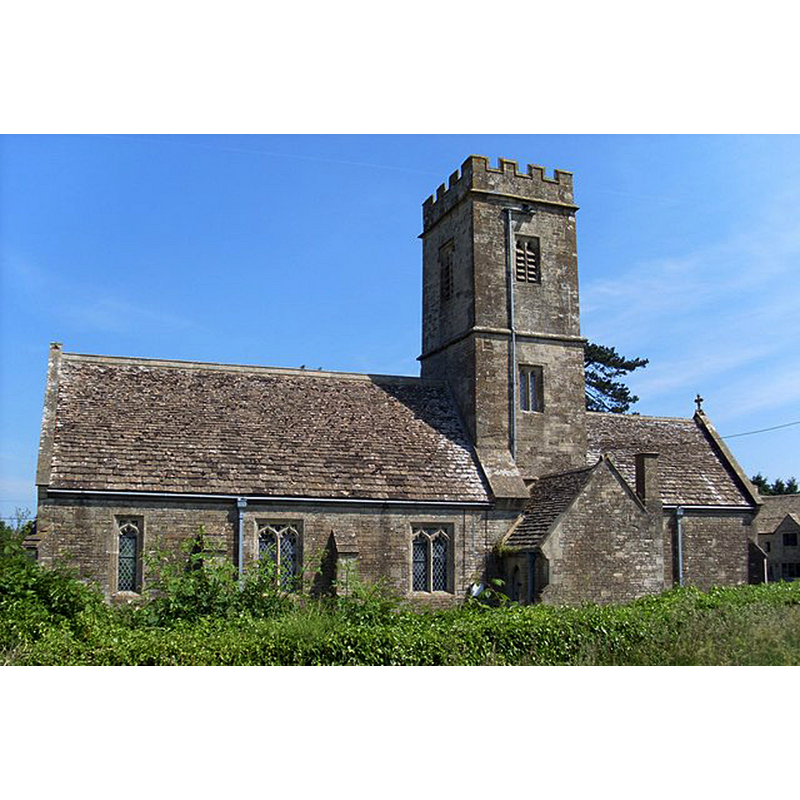 Source caption: "All Saints' Church Littleton Drew. Apart from the 15th century tower, the church dates from a rebuilding of 1856 by T.H. Wyatt".
