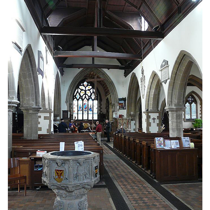 with the west side of the modern font basin in the foreground