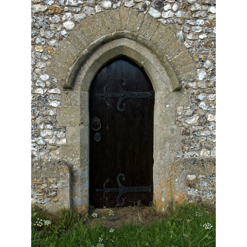 Source caption: "The chancel south door of Holy Trinity Church in Nuffield, Oxfordshire, England."