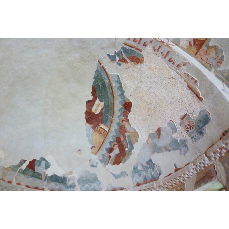 Source caption: "Deckenmalerei der Apsiskalotte, aus dem 12. Jahrhundert, Darstellung: Majestas Domini (Fragment)"
