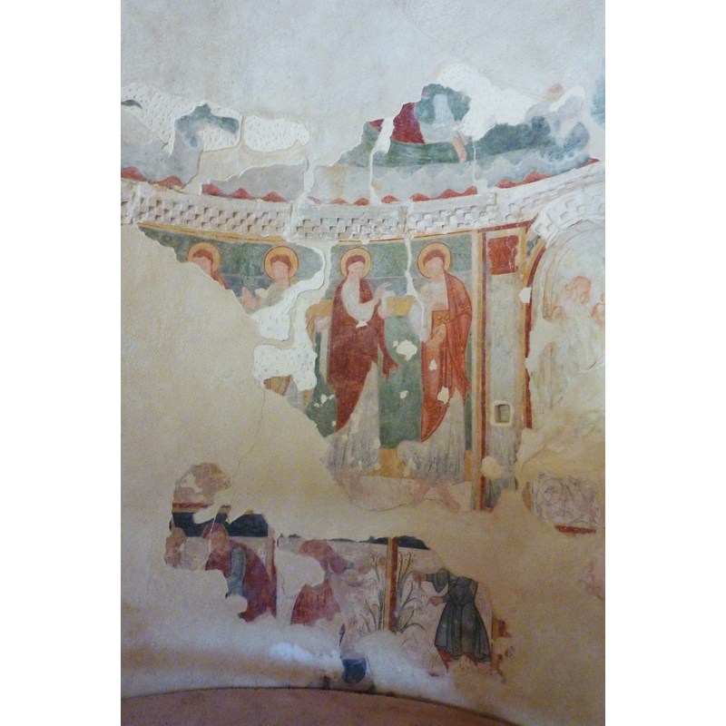 Source caption: "Wandmalerei der Apsis, aus dem 12. Jahrhundert, Darstellung: Apostel (Fragment)"