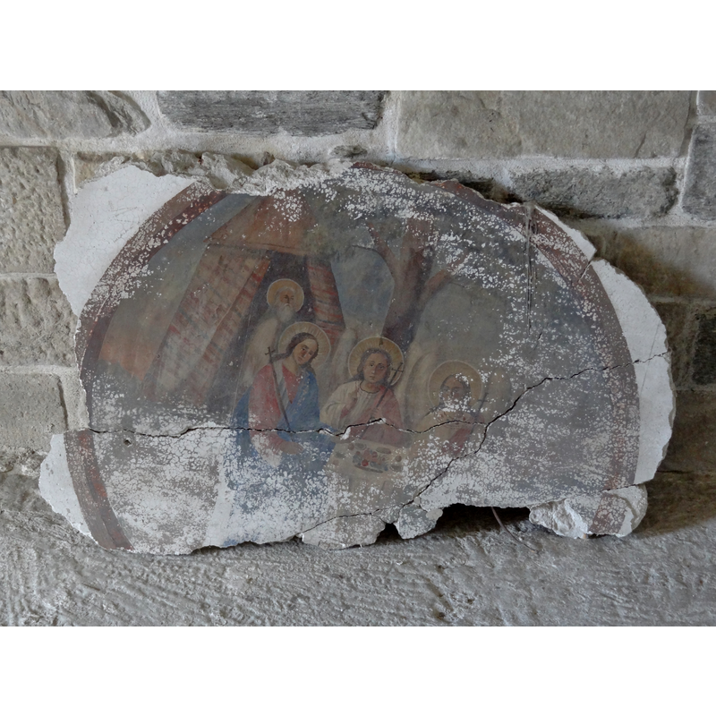 Source caption: "Freskenfragment in der Panagia Ekatontapyliani in Parikia auf Paros, Kykladen, Griechenland"