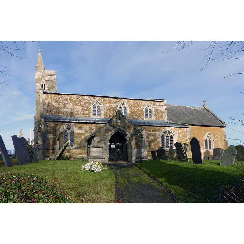 Source caption: "The church dates from the 12th century, although the external fabric is all later. The south aisle is 14th century with a 19th century porch, the chancel was completely rebuilt in 1850, and the clerestory windows are also 19th century insertions".