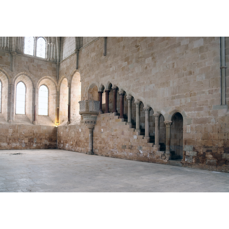 reader's pulpit and stairwell access