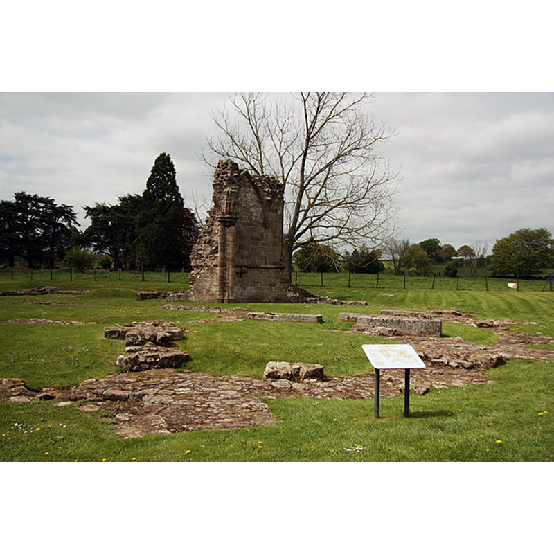 Source caption: "Fragmentary remains of the five radiating apsidal chapels at the eastern end of Croxden Abbey church".