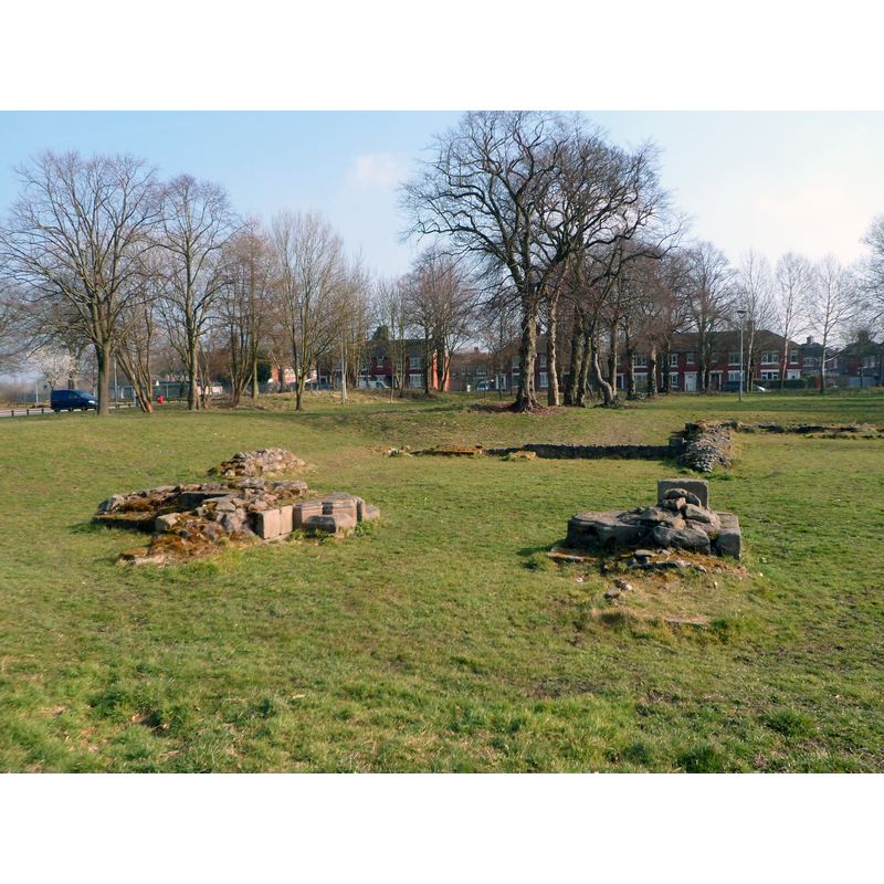 Source caption: "Ruined foundations of Hulton Abbey. All that remains of Hulton Abbey which was dissolved in 1538."