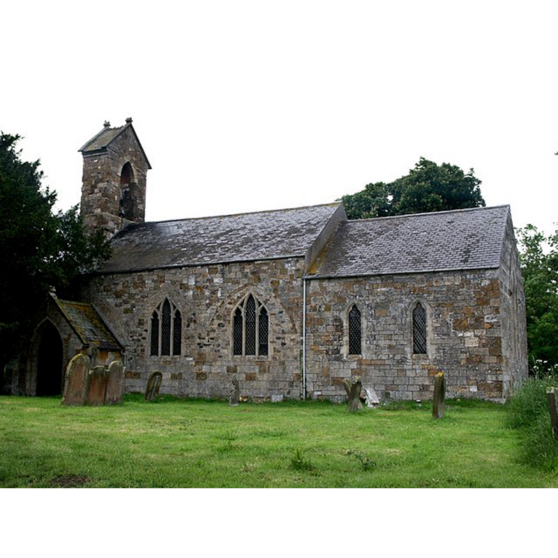 Source caption: "St Lawrence, Fulstow. The walls of the church of St Lawrence have the remains of arcades, which point to the fact that there were north and south aisles and that this building comes from the Early English period - about 1160 to 1180. There are the remains of three bays on the outer wall of the south side and two on the north. The font is also Early English. Inside the porch entrance are two 14th century effigies of a cross-legged knight, Sir Robert de Hilton, and his lady."