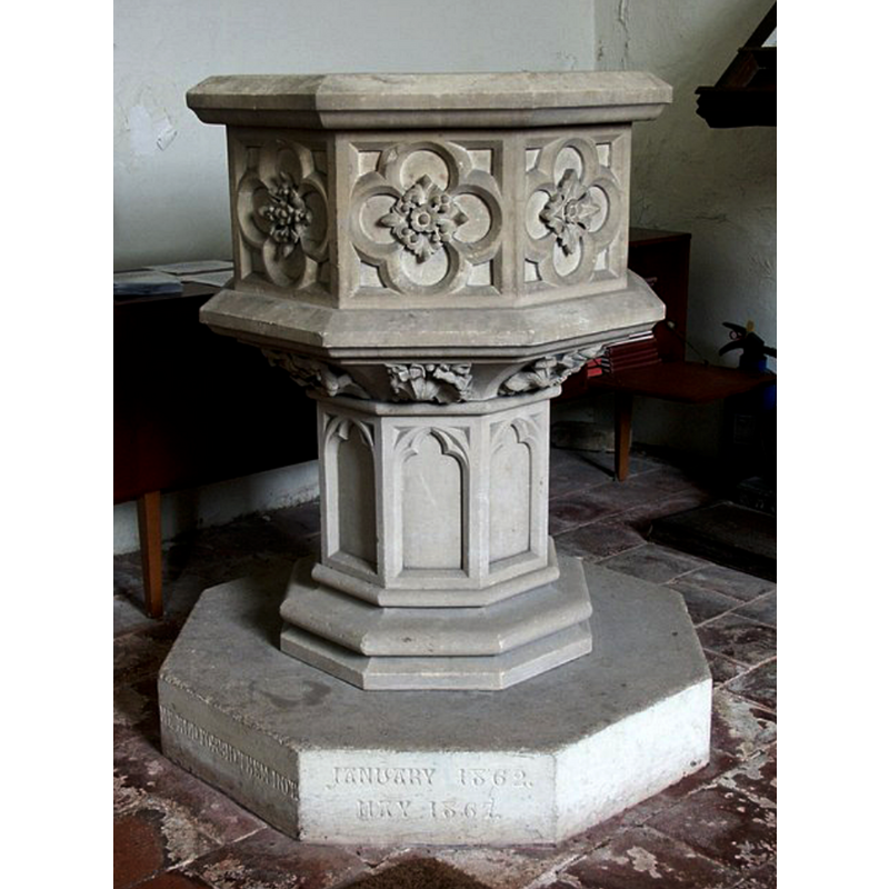 the modern font -- plinth shows commemorative date in the 1860s