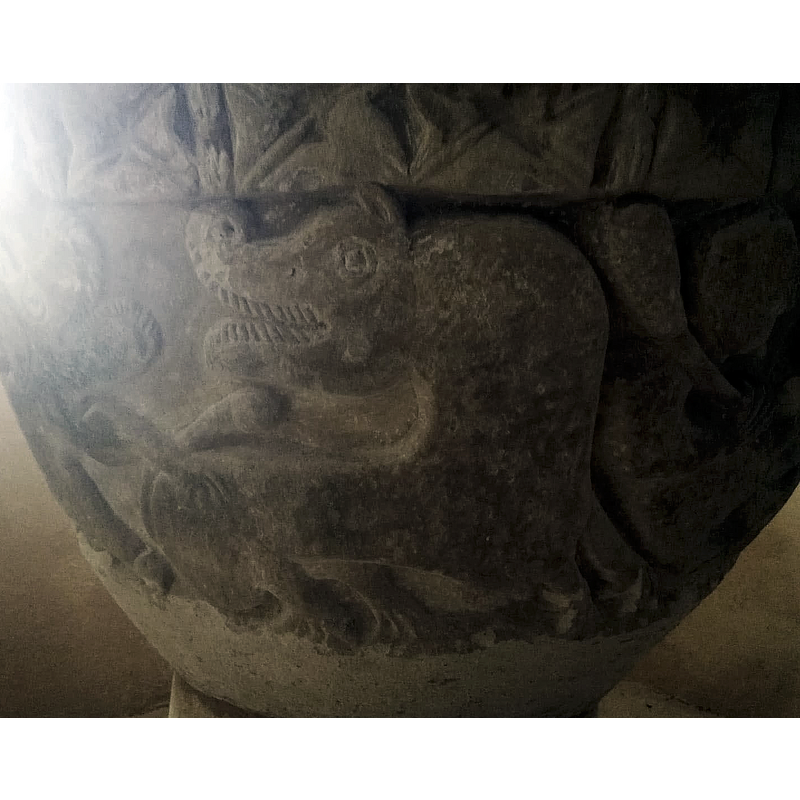 one of the two, probably a lion, seen here in a passant-regardant pose