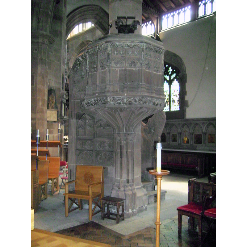 Source caption: "Medieval pulpit, probably mid-15th century. St. Peter's Collegiate church, Wolverhampton"