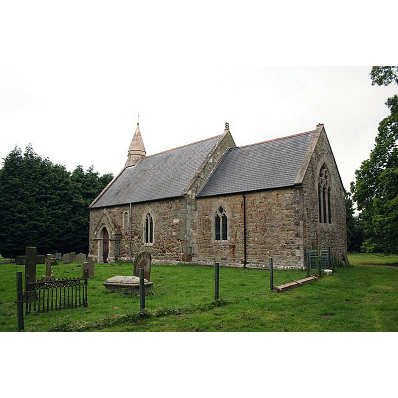 Source caption: "St.Edith's church, North Reston. Mostly by R.J.Withers 1868-9 but re-using Norman and Medieval masonry"