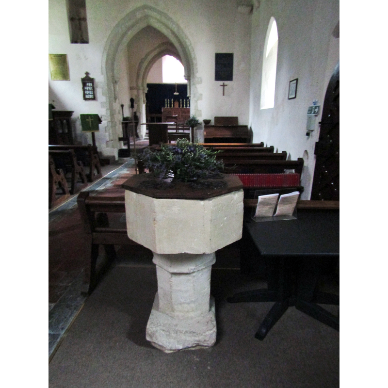 the modern font in the nave