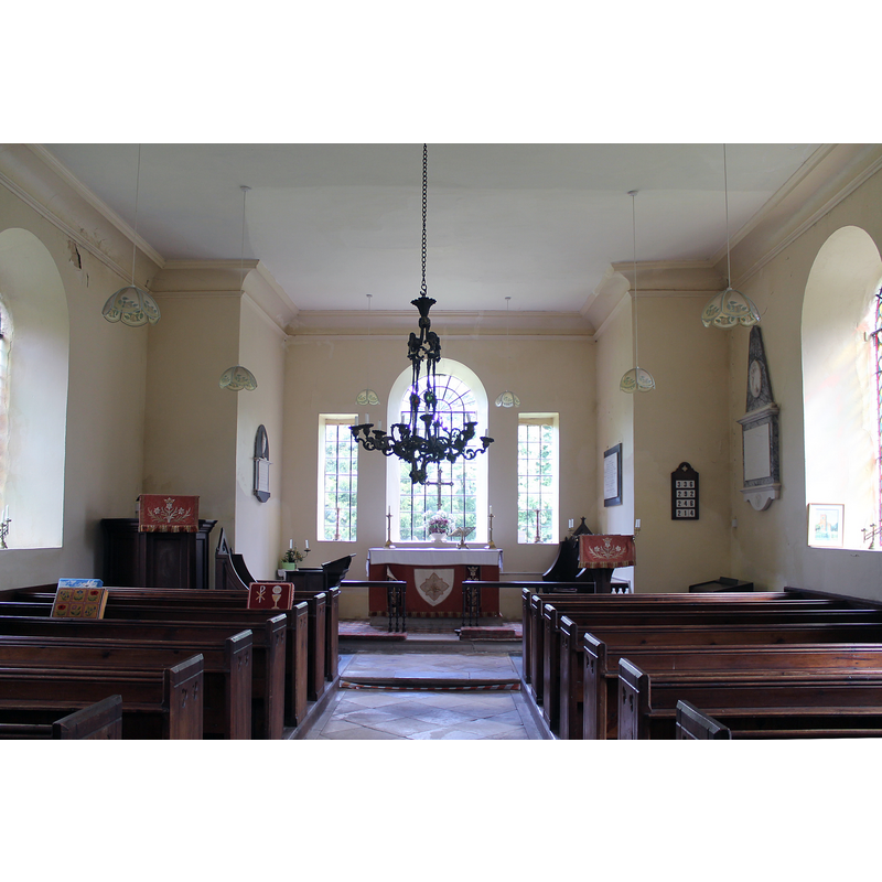 Source caption: "Built in 1738 when the original church had fallen into decay, and restored 1872."