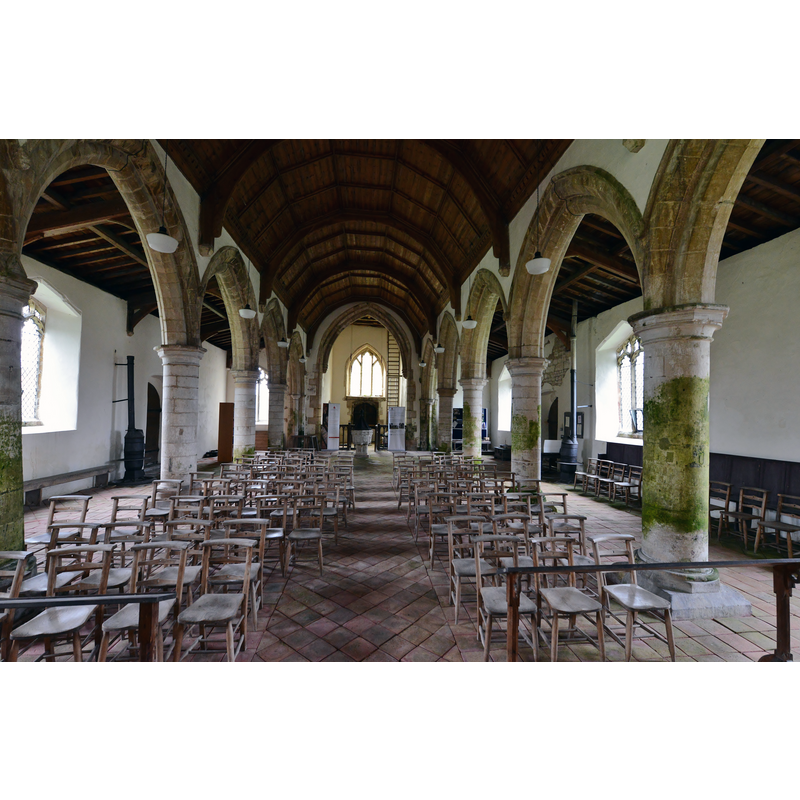 with the font at the west end of the centre aisle