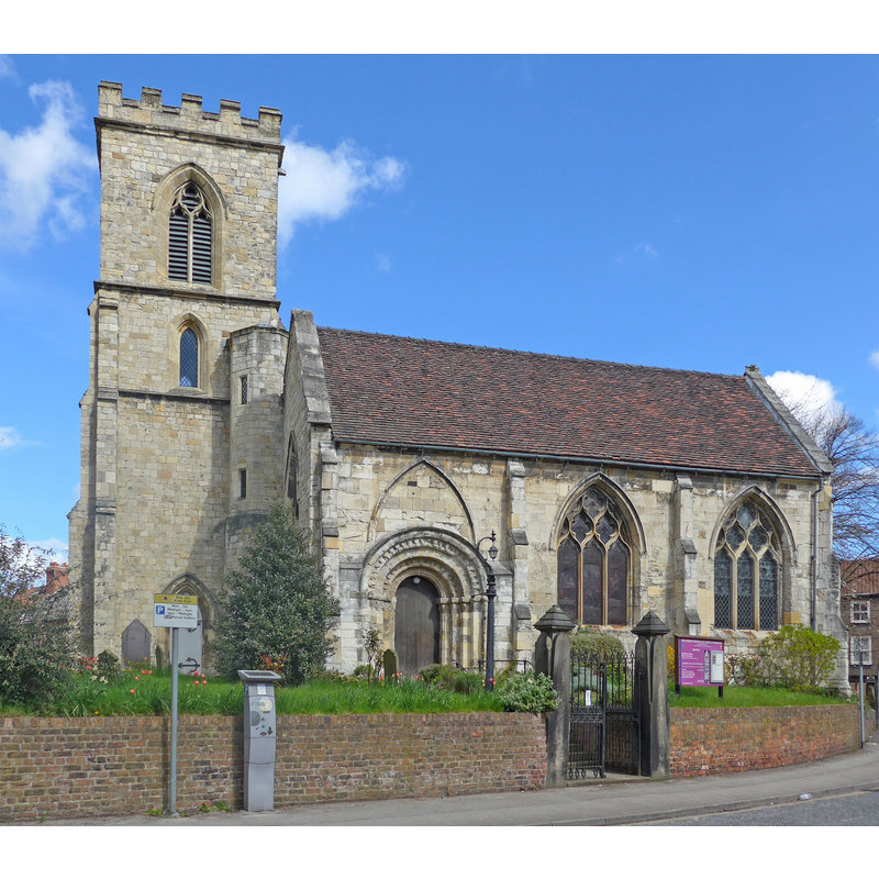 Source caption: "St Denys' parish church, York, England, seen from the south from St Denys' Street"