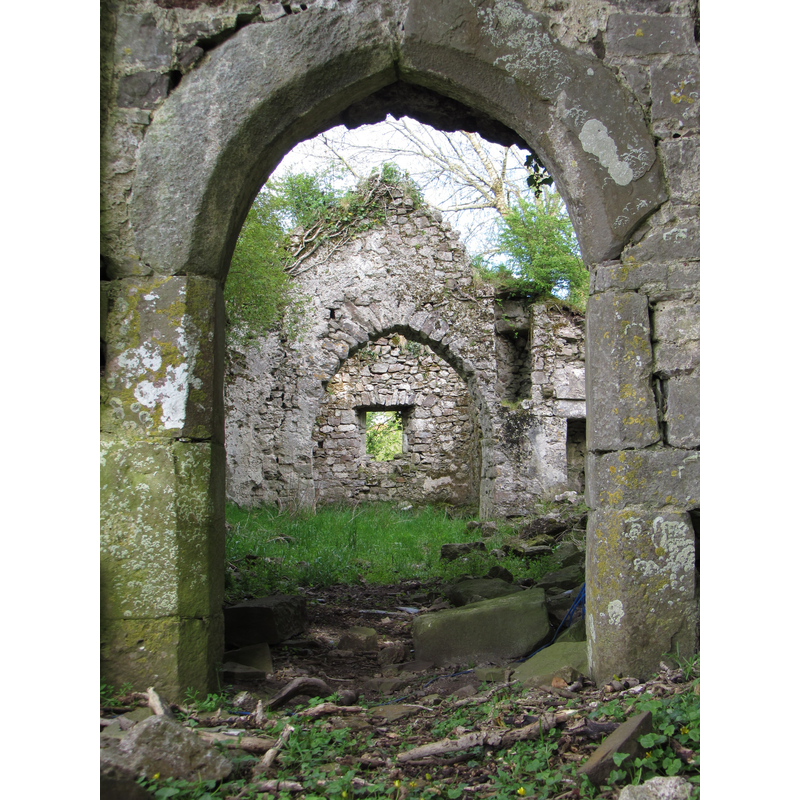 Source caption: "View into the derelict Newton North church"