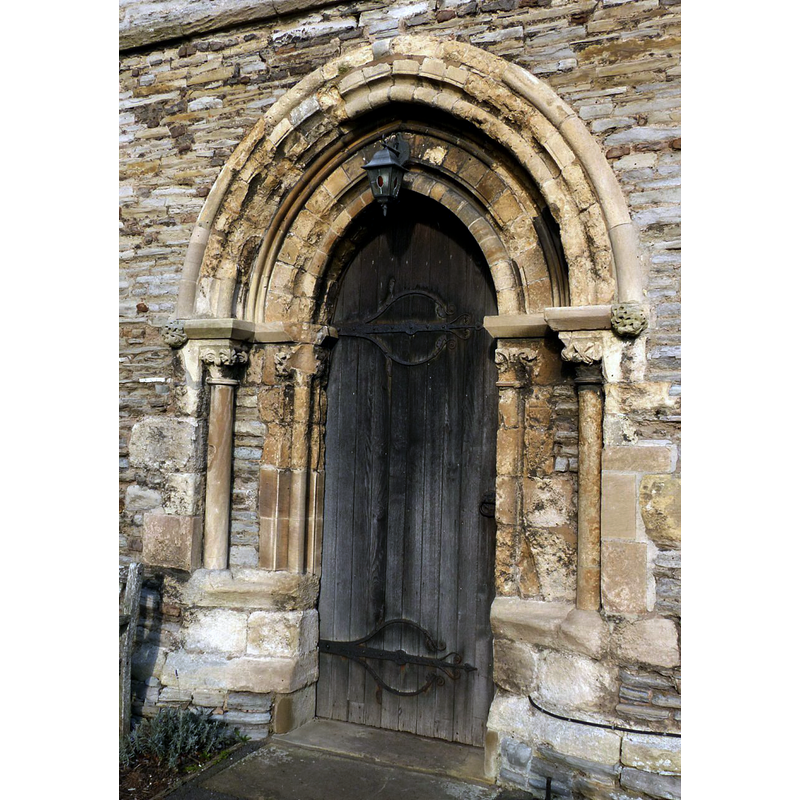 Source caption: "Church of St Peter, Newton-on-Trent. The west doorway, Early English, early 13th century."