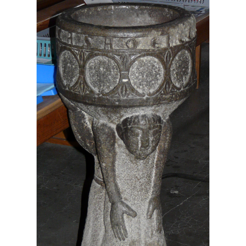 with a partial view of the leaning-forward figure