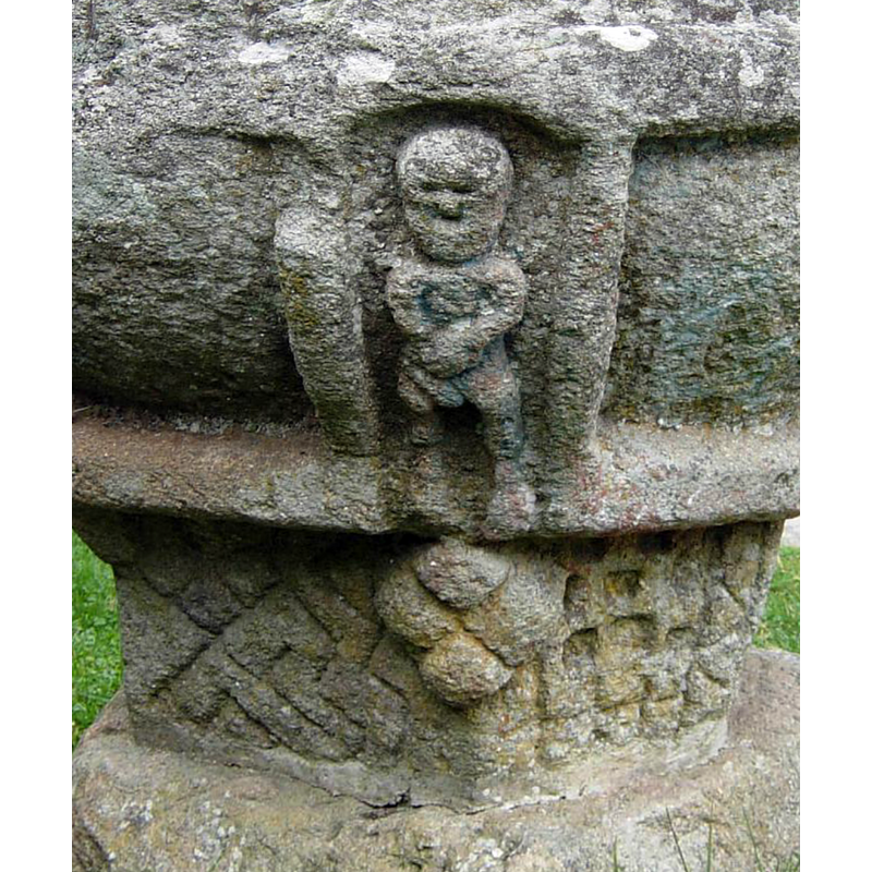 a large one, below the human figure