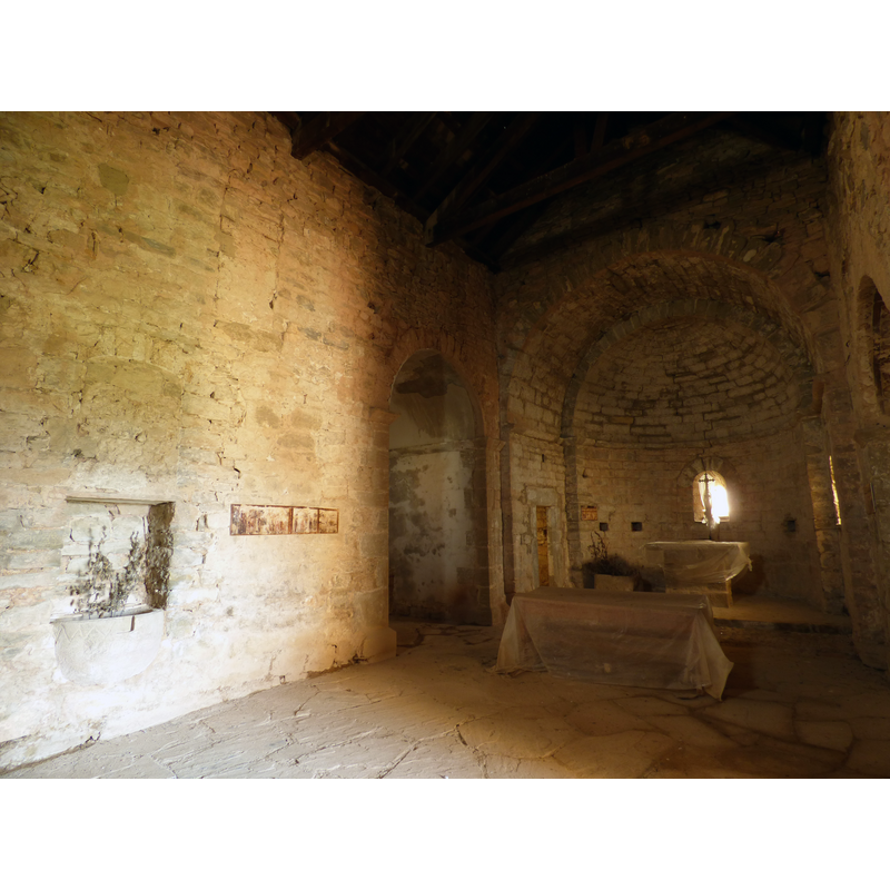 the basin of the font can be discerned here on the left, built into the north wall, needless to say, not its original position in the church