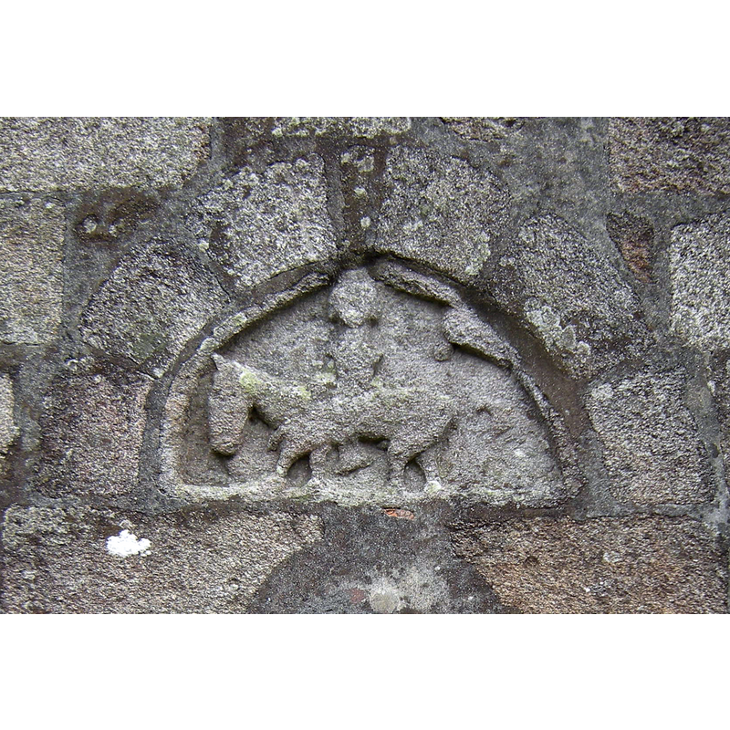although some have identified it as the Flight from Egypt, it is more likely a crude attempt at St Martin, a popular saint in Galicia