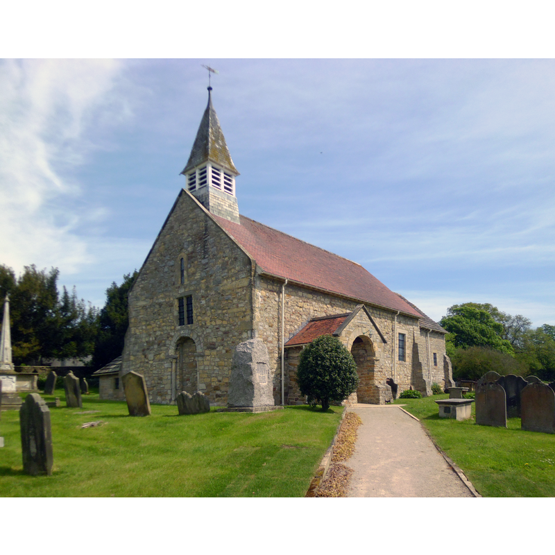 Source caption: "All Saints church Sinnington. At first glance this village church looks unexciting, dating from a rebuild in 1904. However, closer inspection reveals a range of Norman details from the earlier church on this site. The 12thC west doorway can be seen in this view taken from the SW."