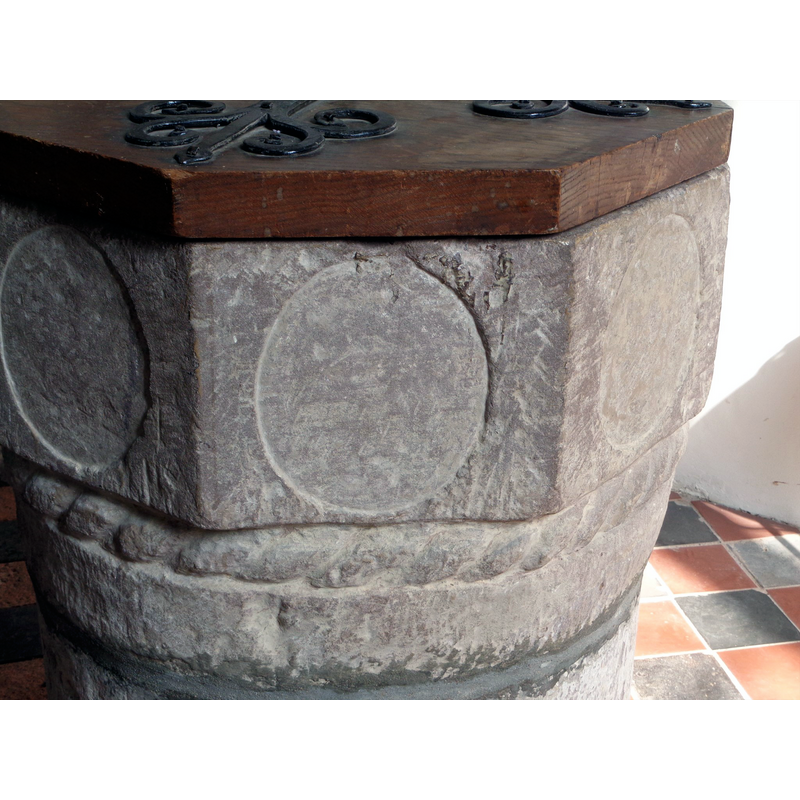 notice the fresh cement joining the basin and base