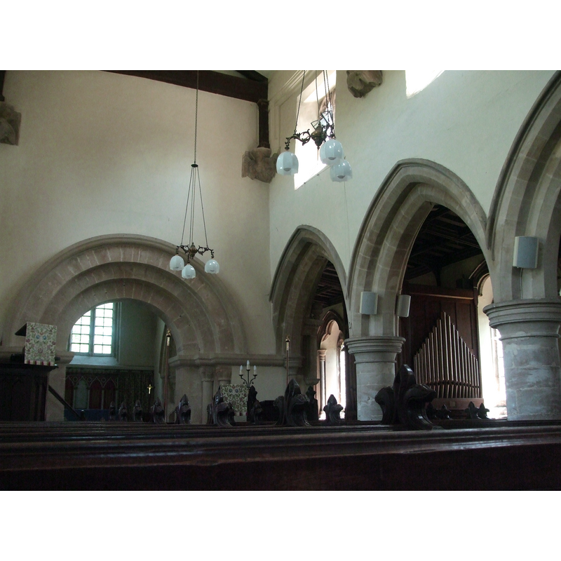 Source caption: "Inside St Mary's, Hemington. The church has roots in the thirteenth century, with additions in the fourteenth, fifteenth, seventeenth and nineteenth. The pews are sixteenth century."