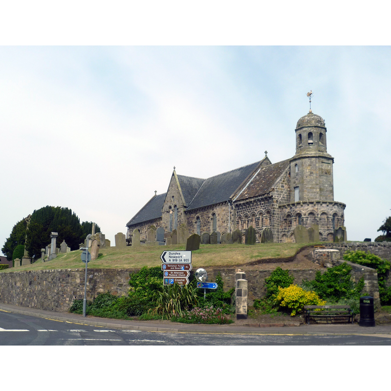 Source caption: "Sculpture in the apse of Leuchars Kirk"
