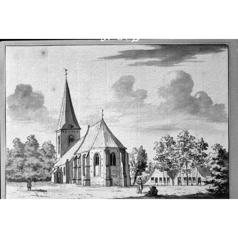 Source caption: "Hervormde Kerk En Toren: kerk, ca.1730, nummer 1064"