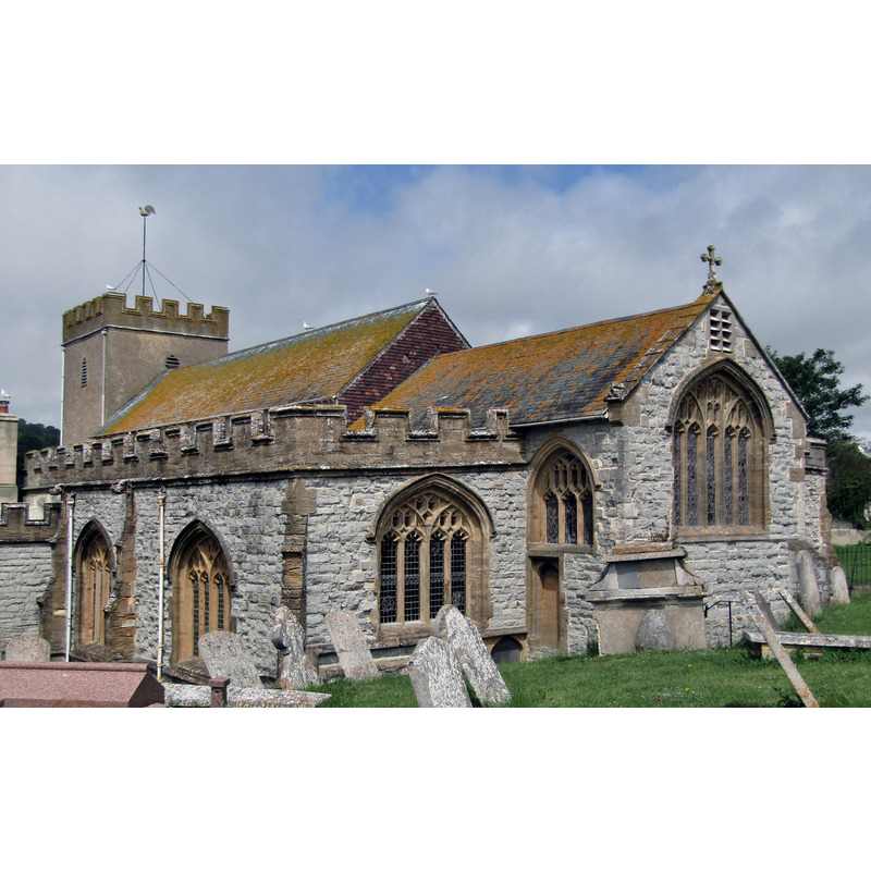 as described in Historic England [Listing NGR: SY3434092206]: "Originally a C12 to C15 cruciform fabric. At end of C15 the old chancel was replaced by a complete church of West Country type."