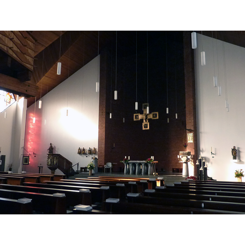 the present font is probably the strange-looking object to the right [south] of the altar; it is said to have been made in modern times using with a medieval capital, the rest all modern