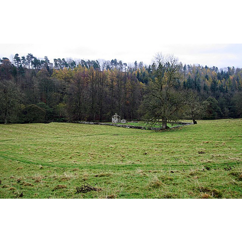 Source caption: "Old St. Mary's, Brignall, by the Greta. From the village of Brignall, a footpath wends its way down to the site of the original St. Mary's church, right by the banks of the River Greta where another footpath follows the left bank (from Brignall Mill to Greta Bridge). Although the church occupies a substantial walled area, there are no other readily visible remains of the Medieval village of Brignall."