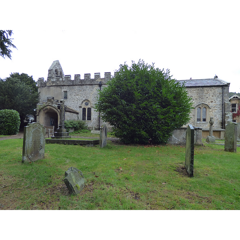 Source caption: "The south side of the church is largely 17th century. Most burials in the churchyard are also to the south of the church building."