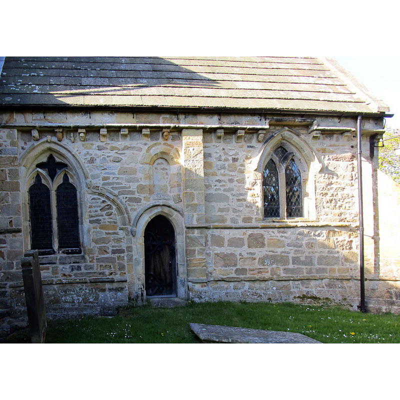 Source caption: "The chancel of the church of St. Peter and St. Felix, Kirby Green. Twelfth century work is evident; the windows date from the fourteenth century"