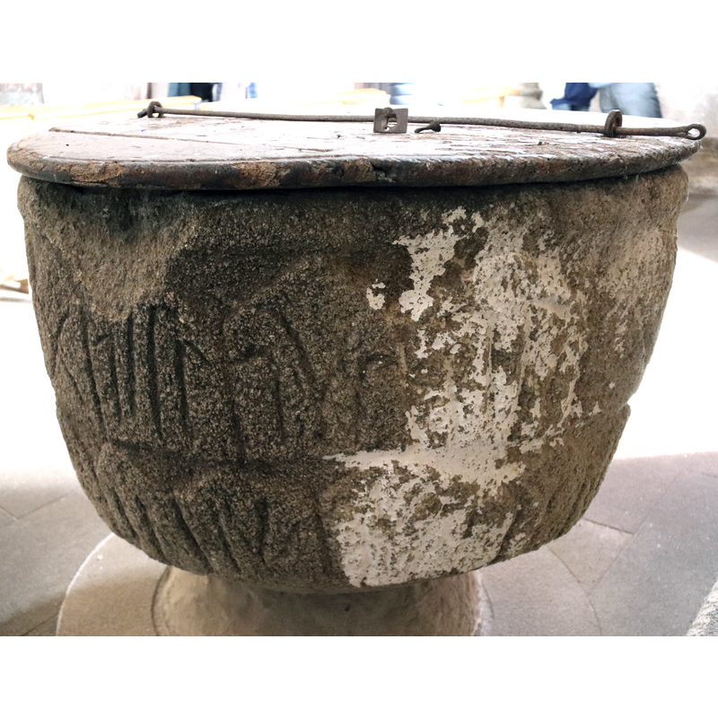 notice the damage to the upper rim and the unfinished area of the basin