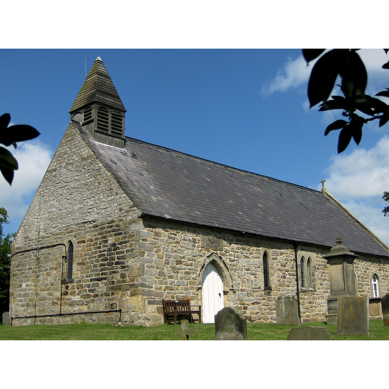 Source caption: "Church of St Michael and All Angels, Great Edstone. Above the door is a Saxon sundial."