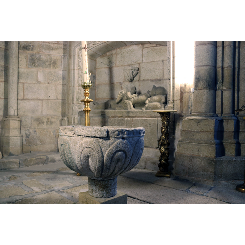 in the apsidal chapel, not its original location -- notice the small square plinth that replaces the original one that is still in situ