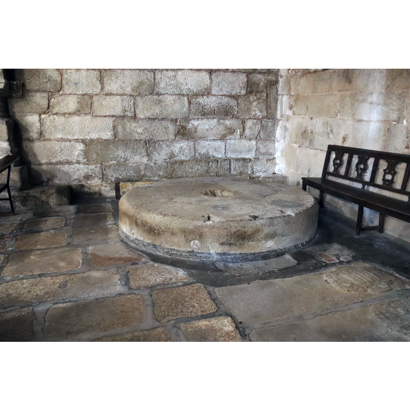 the original plinth of the baptismal font is still in situ beneath the west gallery