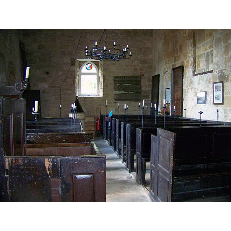 Source caption: "Interior of All Saints Church, Great Ayton. Famous for its connection with Captain James Cook, who worshipped here as a boy, the church contains memorials to Cook's patron, Thomas Skottowe, and friend, Commodore Wilson."