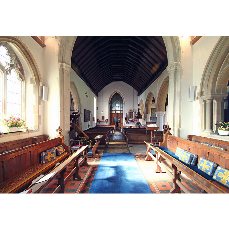 the font and cover are visible on the right side of the nave, towatds the back