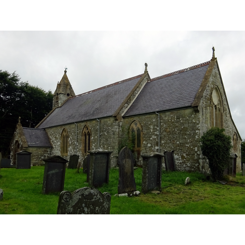 the present church is a mid-19thC re-building on a site near the disappeared medieval church demolished ca. 1800 [cf. FontNotes]