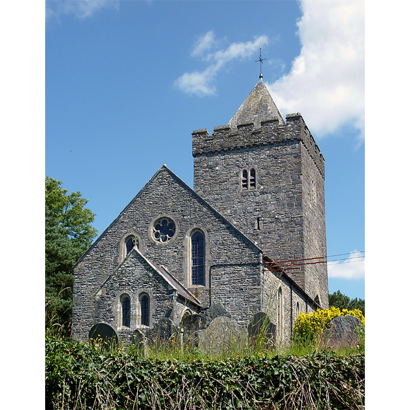 Source caption: "The Church of St. David, Llanddewi-Brefi, Ceredigion. The church has a particularly fine twelfth century Norman Tower."