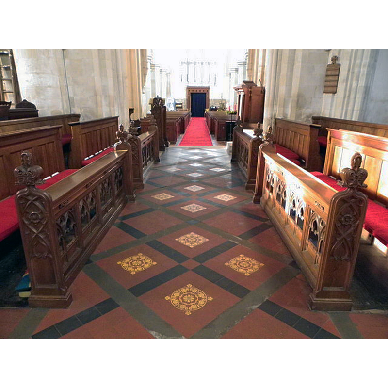Source caption: "The Church of St Peter and St Paul. Looking west down the length of the church from the sanctuary steps."