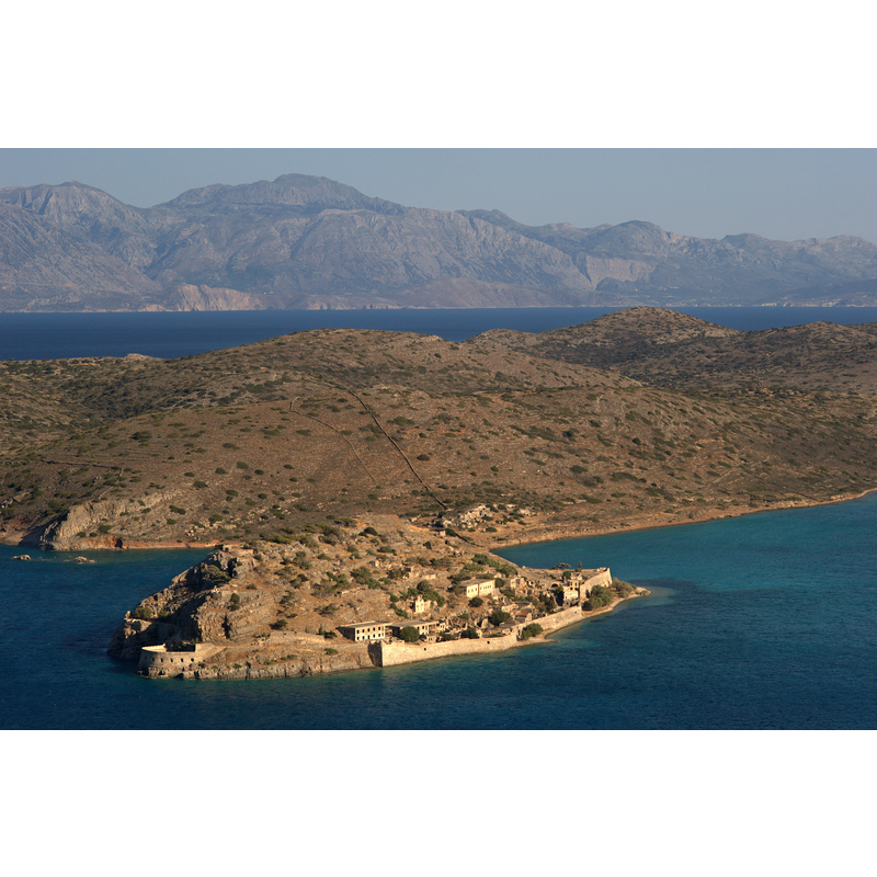 Source caption: "Island Spinalonga (Kalidon) – top view panorama, Crete"