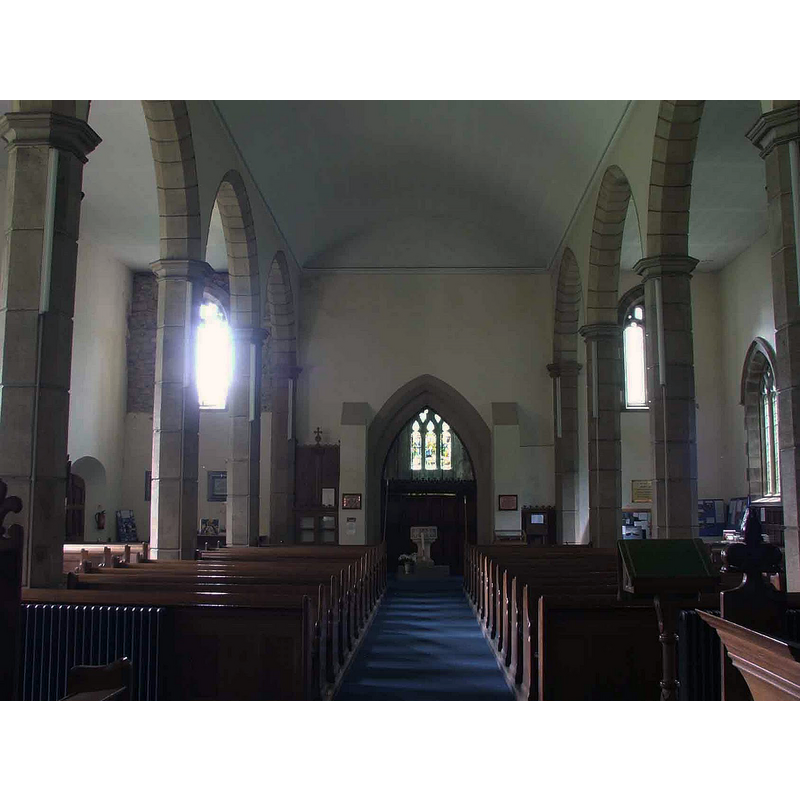 with the modern font at the west end of the centre aisle